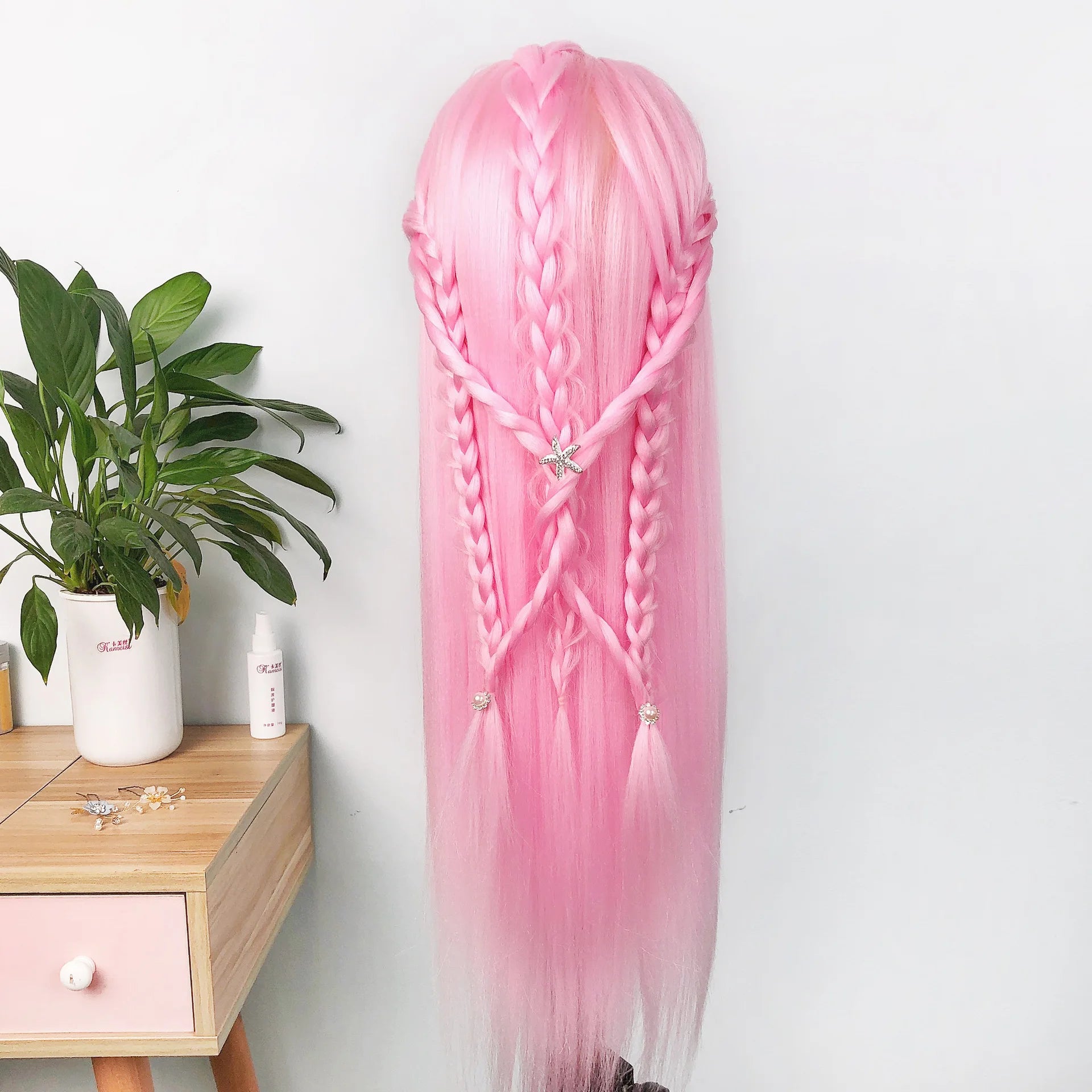 Long Hair Styling head For Hairstyle ProfessionaTraining Head Kit Mannequin Head Styling ToPractice Hot Curl lron Straighten