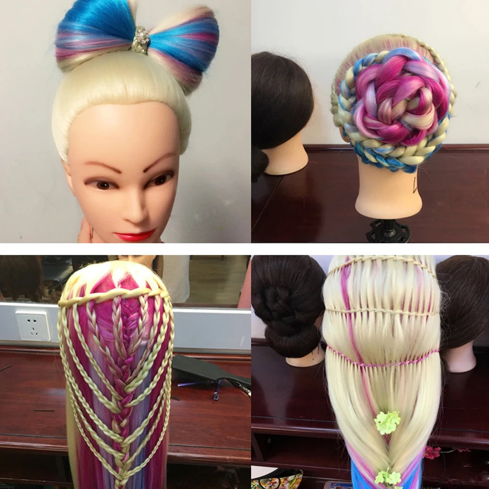 Long Hair Styling head For Hairstyle ProfessionaTraining Head Kit Mannequin Head Styling ToPractice Hot Curl lron Straighten