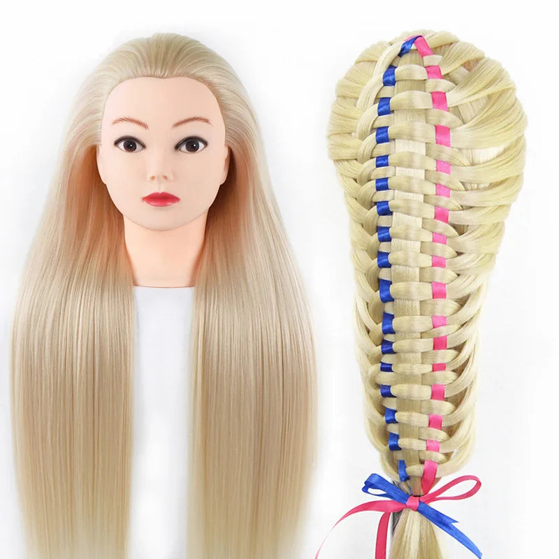 Long Hair Styling head For Hairstyle ProfessionaTraining Head Kit Mannequin Head Styling ToPractice Hot Curl lron Straighten