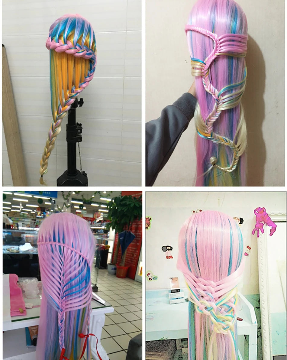 Long Hair Styling head For Hairstyle ProfessionaTraining Head Kit Mannequin Head Styling ToPractice Hot Curl lron Straighten