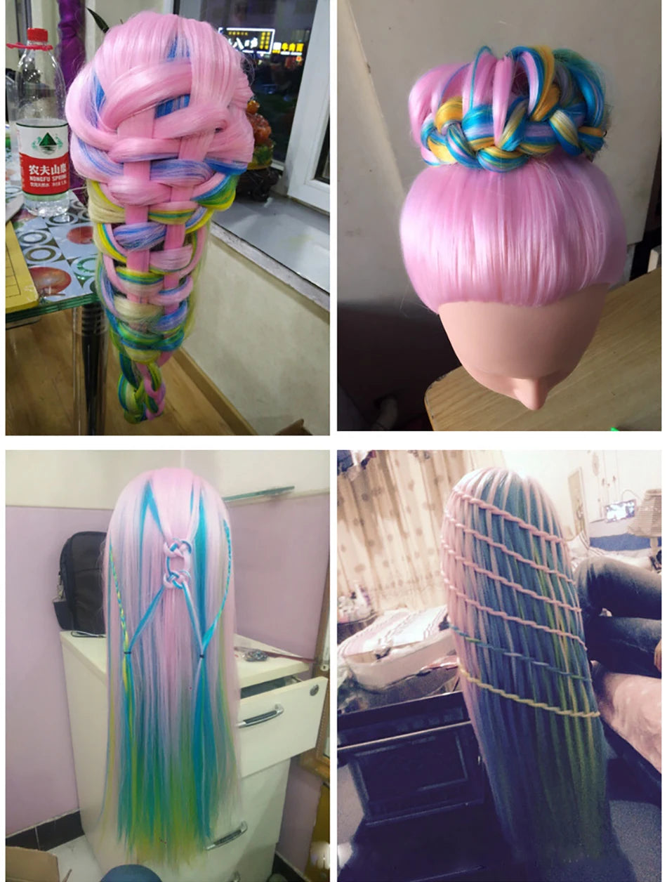 Long Hair Styling head For Hairstyle ProfessionaTraining Head Kit Mannequin Head Styling ToPractice Hot Curl lron Straighten