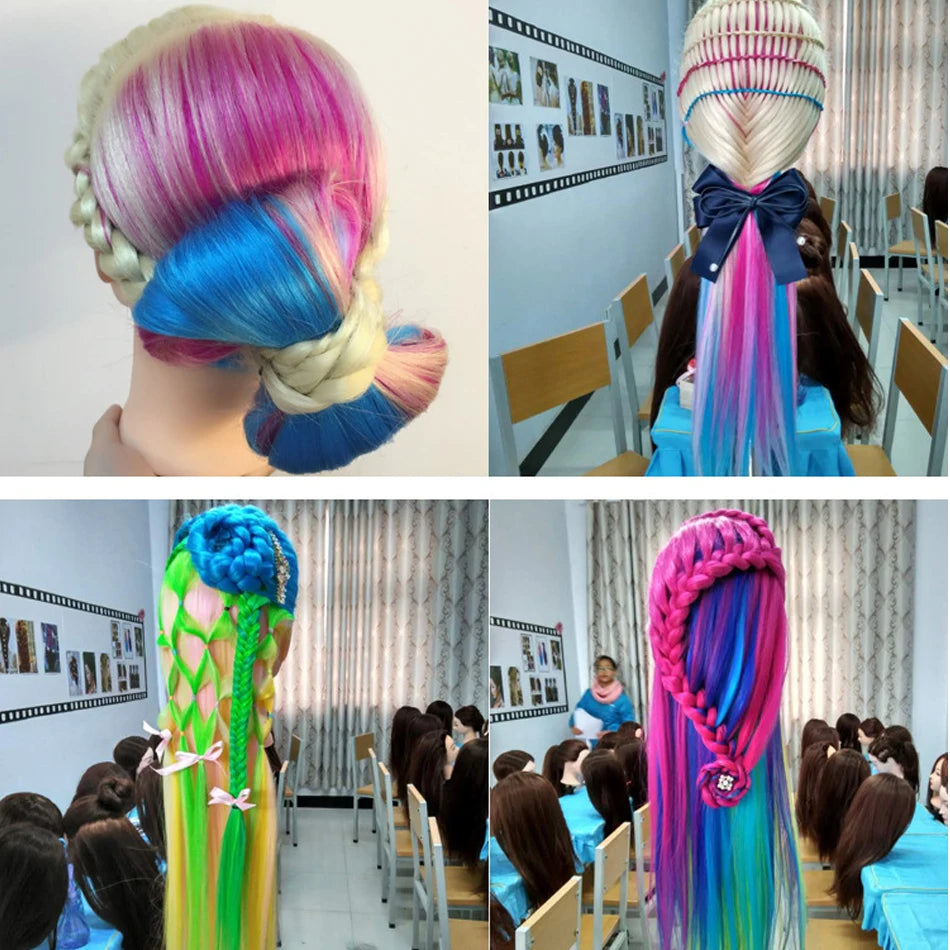 Long Hair Styling head For Hairstyle ProfessionaTraining Head Kit Mannequin Head Styling ToPractice Hot Curl lron Straighten