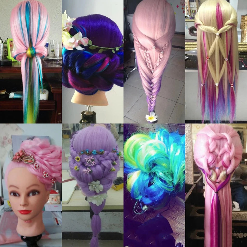 Long Hair Styling head For Hairstyle ProfessionaTraining Head Kit Mannequin Head Styling ToPractice Hot Curl lron Straighten