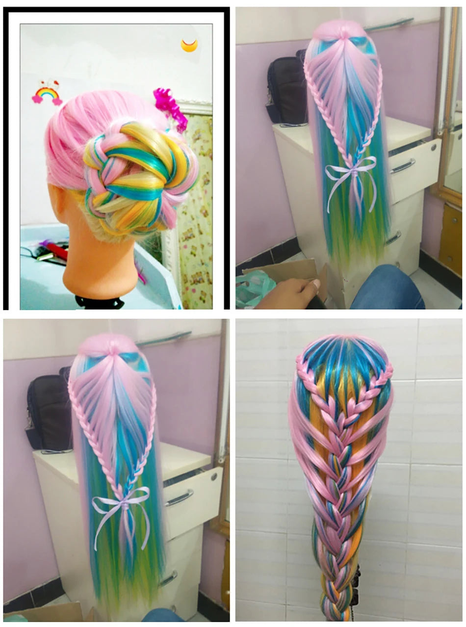 Long Hair Styling head For Hairstyle ProfessionaTraining Head Kit Mannequin Head Styling ToPractice Hot Curl lron Straighten
