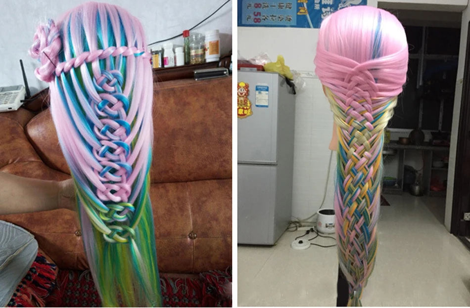 Long Hair Styling head For Hairstyle ProfessionaTraining Head Kit Mannequin Head Styling ToPractice Hot Curl lron Straighten