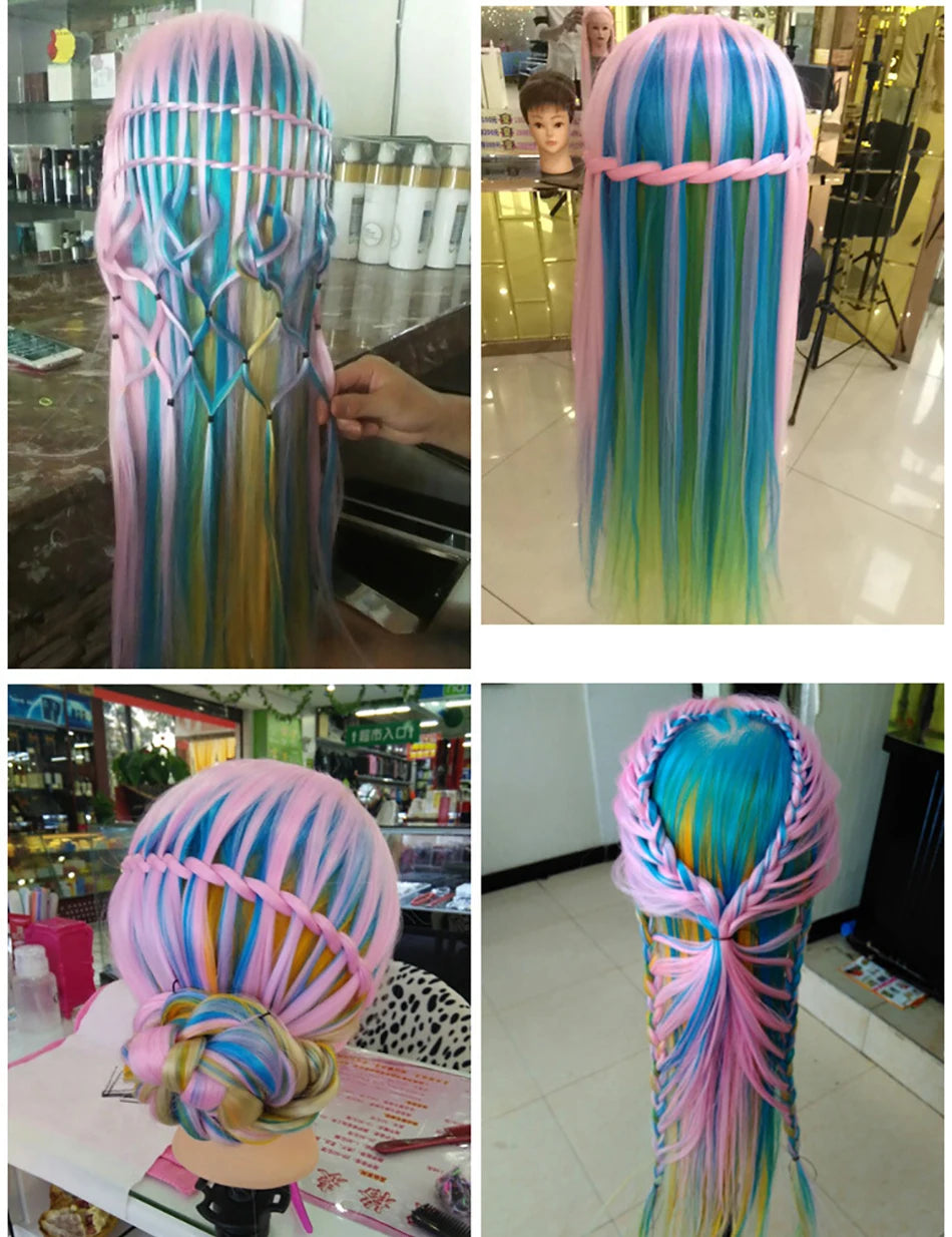 Long Hair Styling head For Hairstyle ProfessionaTraining Head Kit Mannequin Head Styling ToPractice Hot Curl lron Straighten