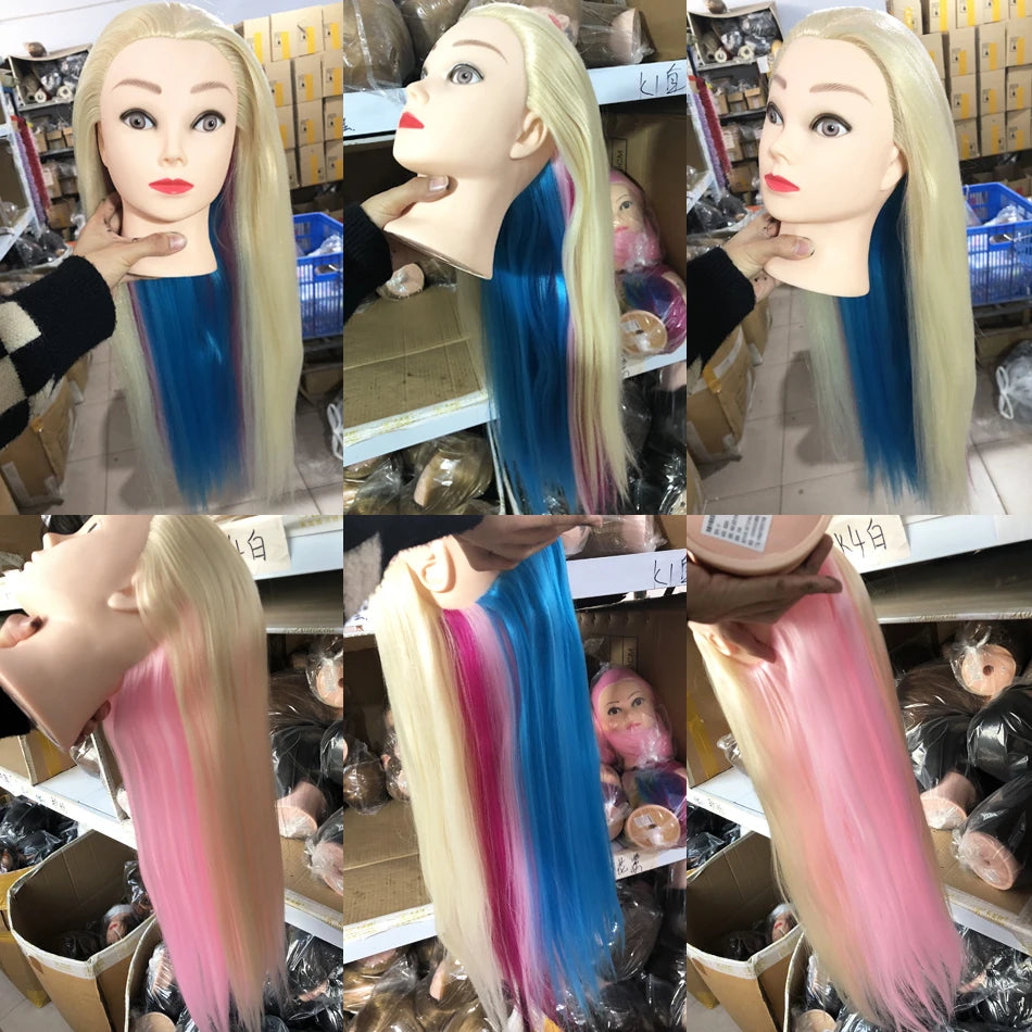 Long Hair Styling head For Hairstyle ProfessionaTraining Head Kit Mannequin Head Styling ToPractice Hot Curl lron Straighten