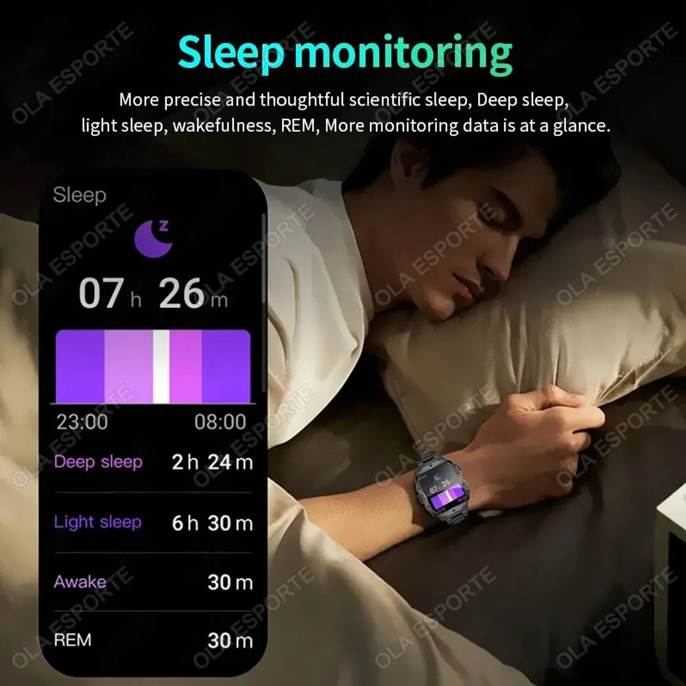2026 New Men's Smart Watch LED Flashlight Outdoor Sport Smart Watch Wristwatch Health Monitoring Smart Watch Multiple Sport Mode