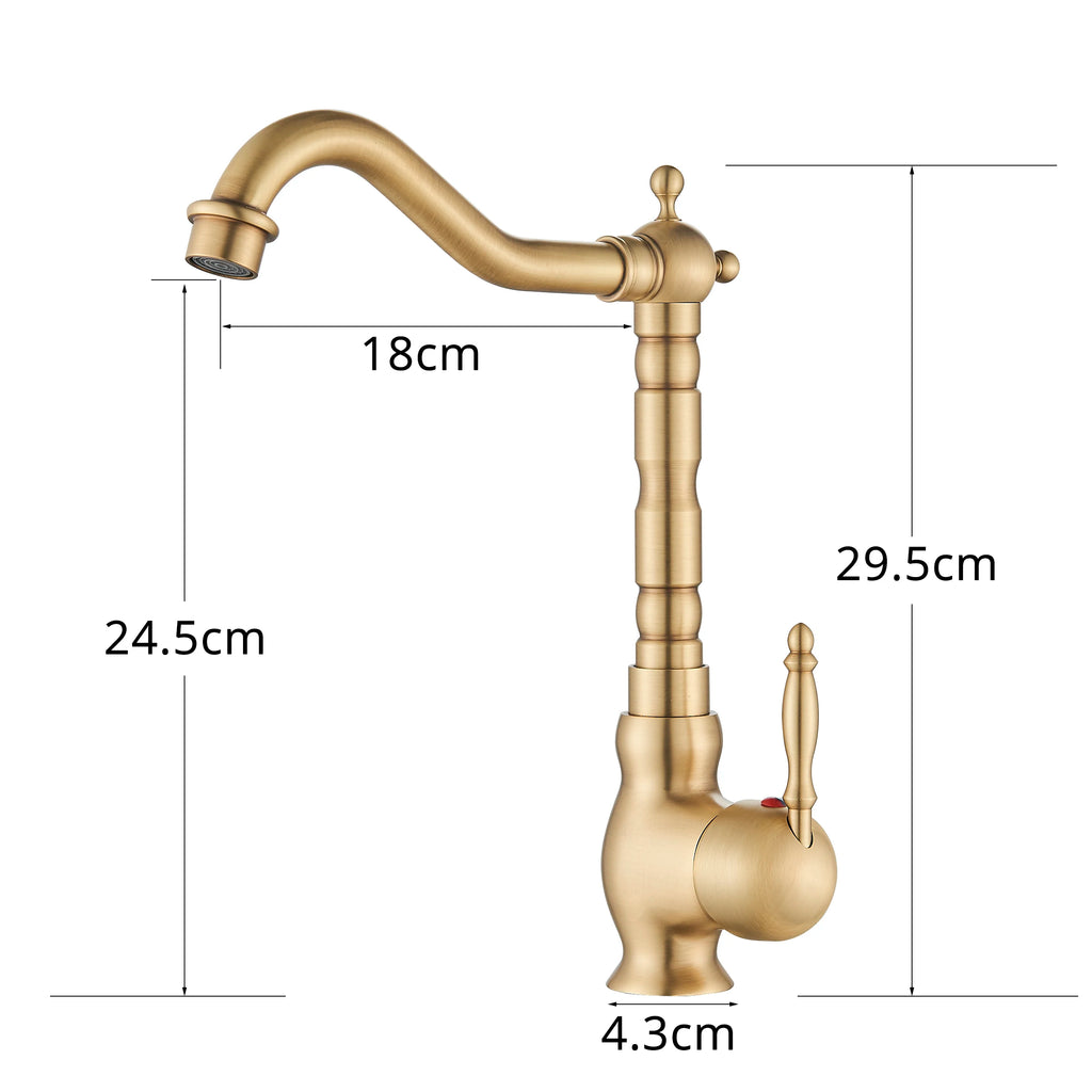 Kitchen Sink Faucets Antique Brass Single Handle Kitchen Basin Faucets Deck Mounted Hot & Cold Water Mixer Basin Sink Taps