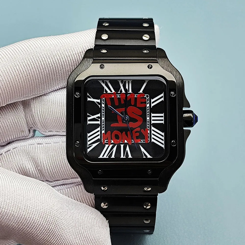 NH35 watch time is money watch custom logo men's stainless steel watch square watch suitable for NH35 movement watch
