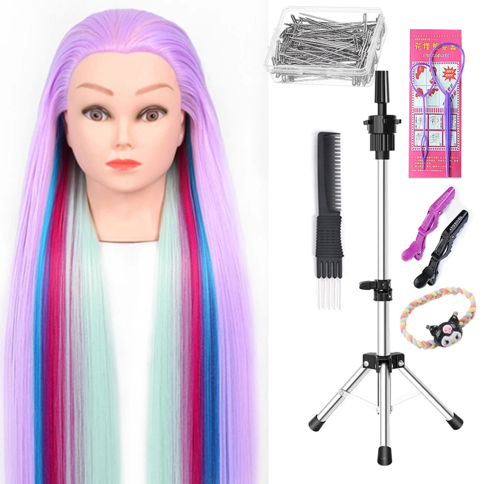 Long Hair Styling head For Hairstyle ProfessionaTraining Head Kit Mannequin Head Styling ToPractice Hot Curl lron Straighten