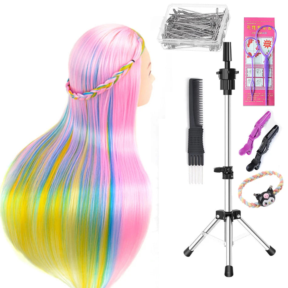 Long Hair Styling head For Hairstyle ProfessionaTraining Head Kit Mannequin Head Styling ToPractice Hot Curl lron Straighten