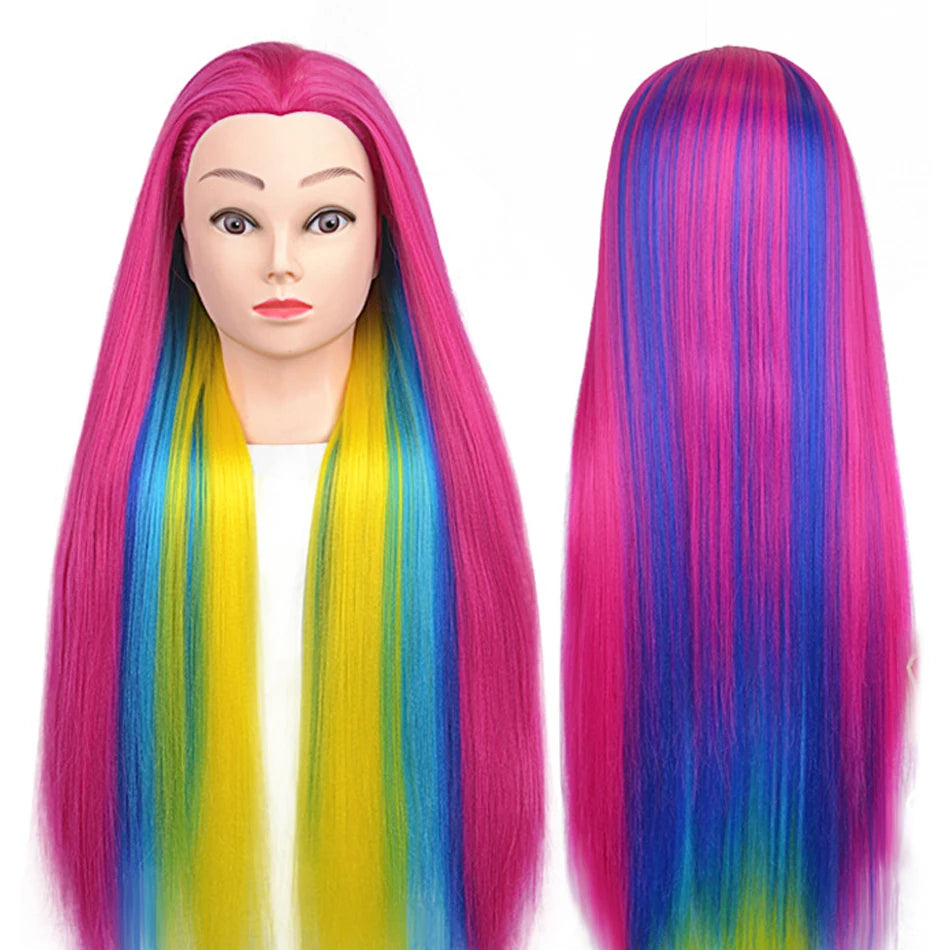 Long Hair Styling head For Hairstyle ProfessionaTraining Head Kit Mannequin Head Styling ToPractice Hot Curl lron Straighten