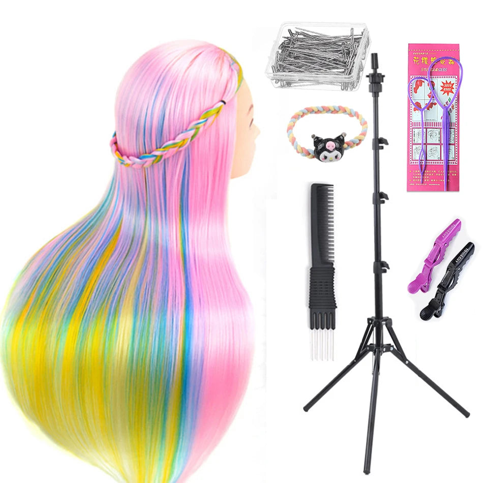 Long Hair Styling head For Hairstyle ProfessionaTraining Head Kit Mannequin Head Styling ToPractice Hot Curl lron Straighten