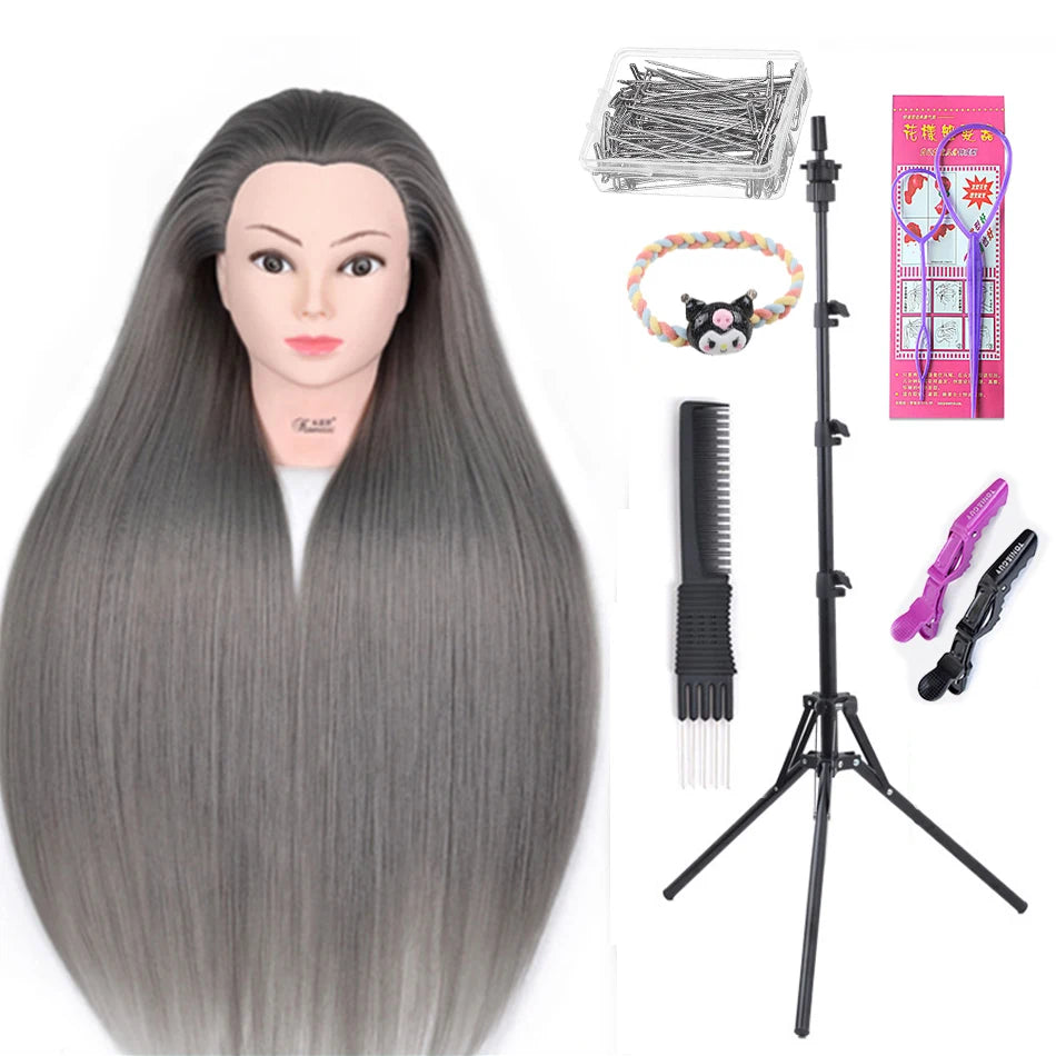 Long Hair Styling head For Hairstyle ProfessionaTraining Head Kit Mannequin Head Styling ToPractice Hot Curl lron Straighten