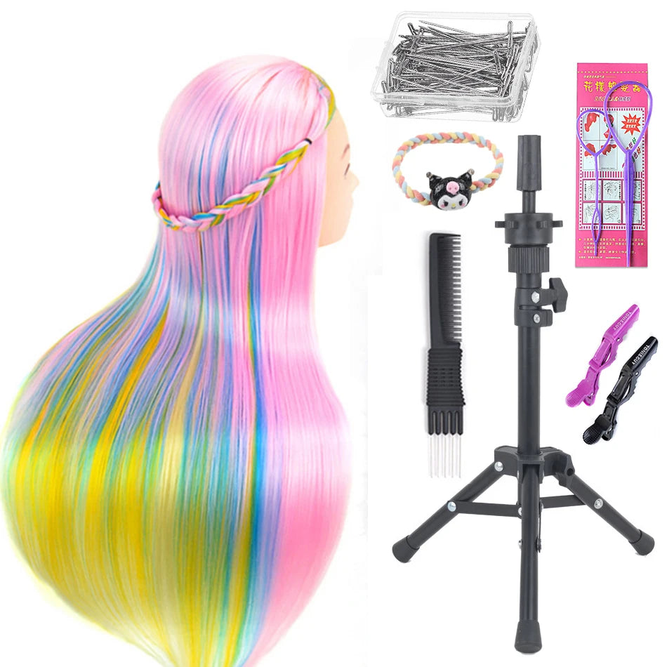 Long Hair Styling head For Hairstyle ProfessionaTraining Head Kit Mannequin Head Styling ToPractice Hot Curl lron Straighten
