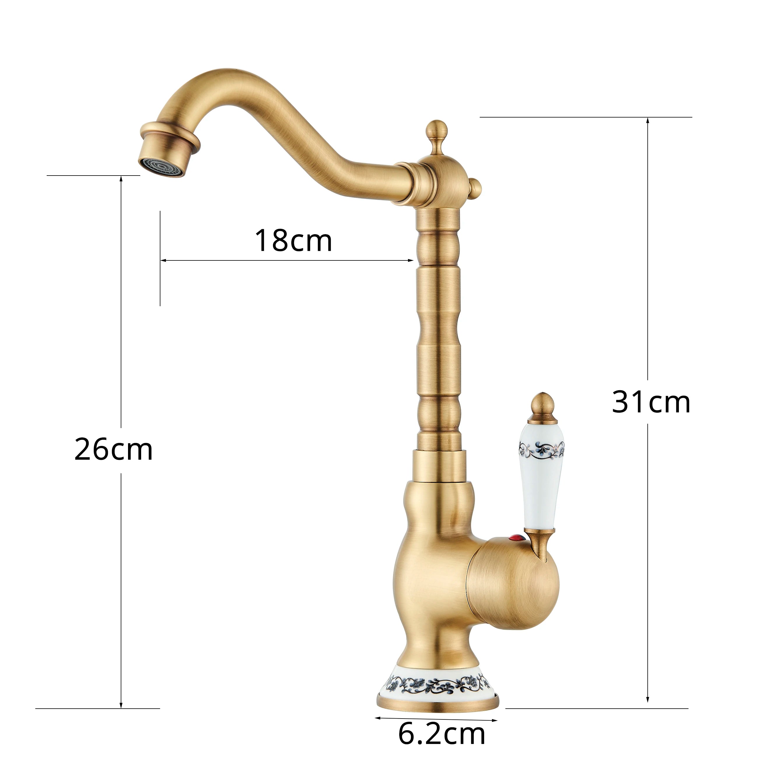 Kitchen Sink Faucets Antique Brass Single Handle Kitchen Basin Faucets Deck Mounted Hot & Cold Water Mixer Basin Sink Taps