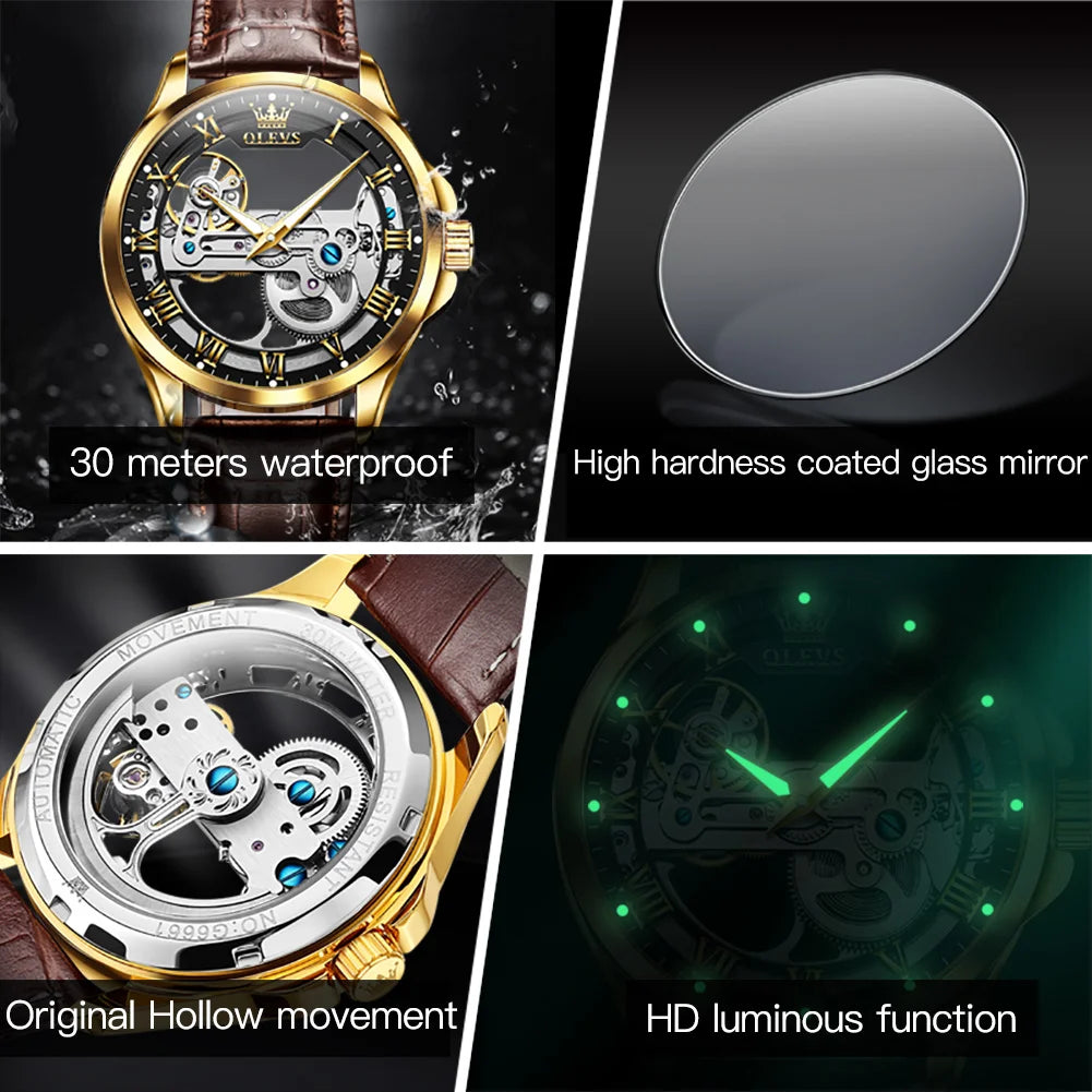 OLEVS Brand Watch Fully Automatic Mechanical Watch Hollow Out Student Men's Watch 6661