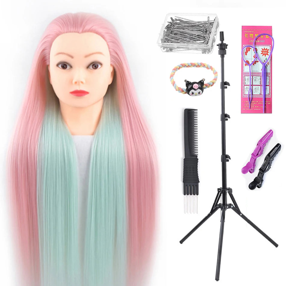 Long Hair Styling head For Hairstyle ProfessionaTraining Head Kit Mannequin Head Styling ToPractice Hot Curl lron Straighten