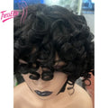Human Hair Short Curly Wig Natural Color Realistic Look Soft Texture Easy To Apply Durable Reusable Brazilian Virgin Remy