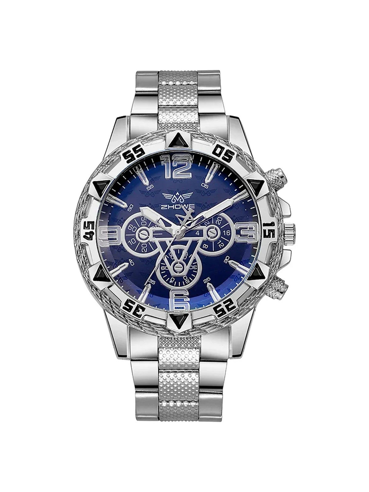 Large dial gold watch, blue light men's watch, men's watch, steel strap quartz watch