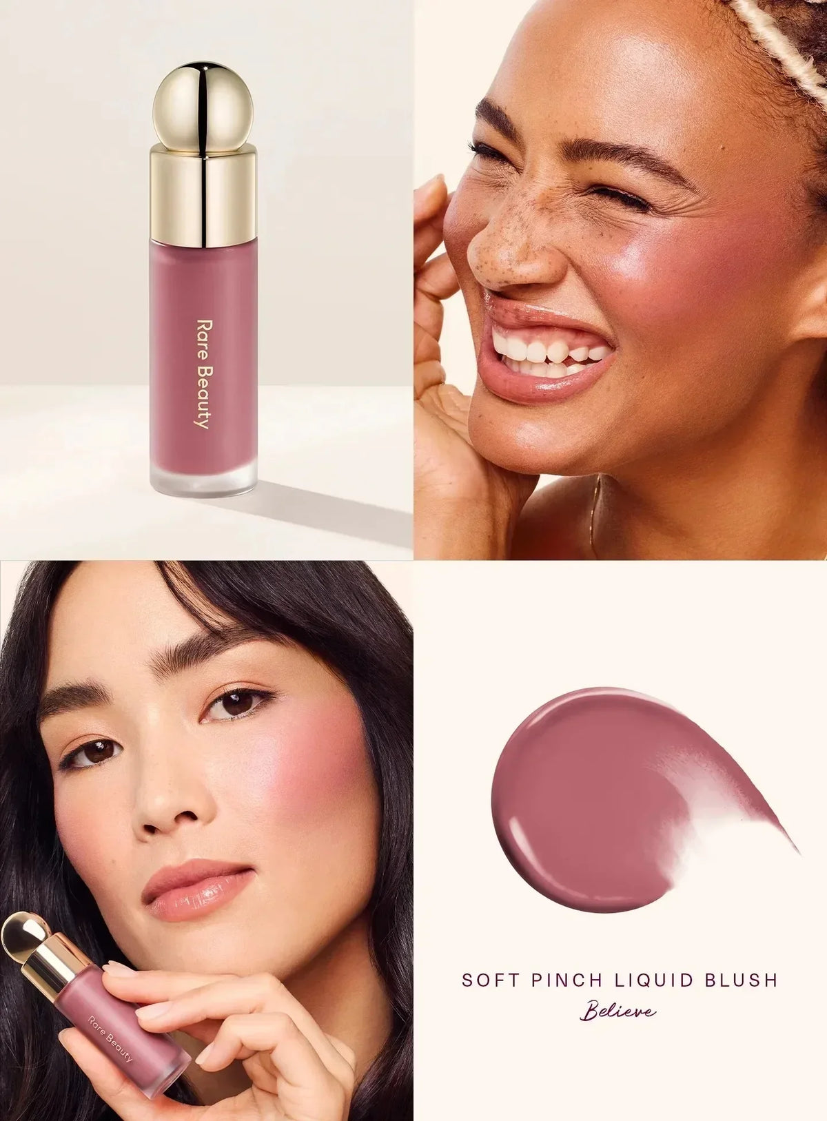Rare Beauty Love Encourage Believe Virtue Hope Grateful Happy Joy Lucky Worth Blush Plump Seamless High-impact Weightless Makeup